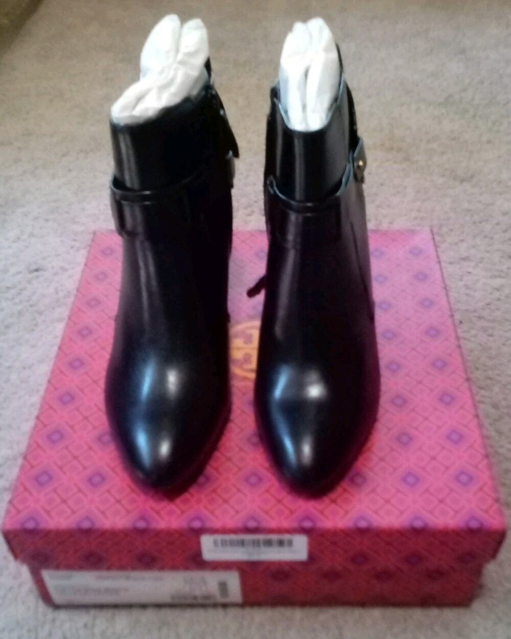 NIB Tory Burch Colton 85MM Galleon Leather Bootie in Perfect Black Sz 10